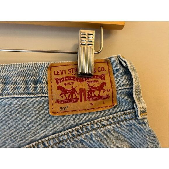 Levi's 501 Cut off denim shorts size 28 100% cotton high-waist minimalist capsul - Picture 3 of 9